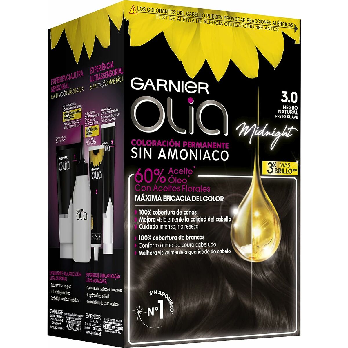 Dye No Ammonia Garnier Olia Nº 3,0-Negro (1 Unit)-1