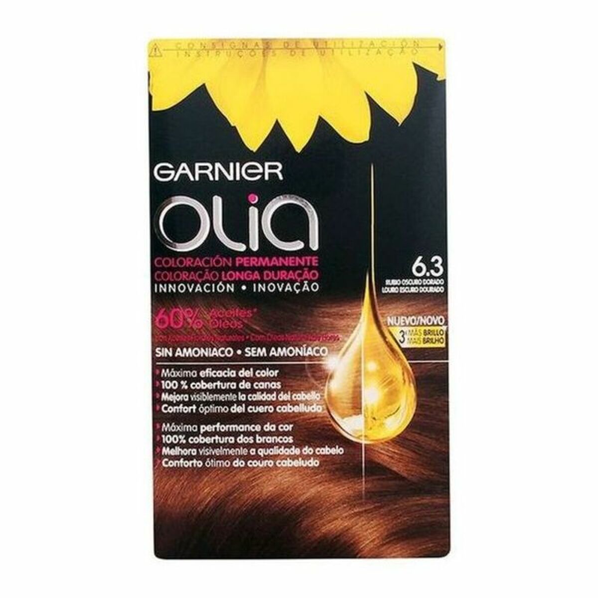 Dye No Ammonia Garnier Olia Dark Golden Blonde Nº 6.3-rubio oscuro dorado Nº 6,3 Rubio Oscuro Dorado Lote (1 Unit)-0