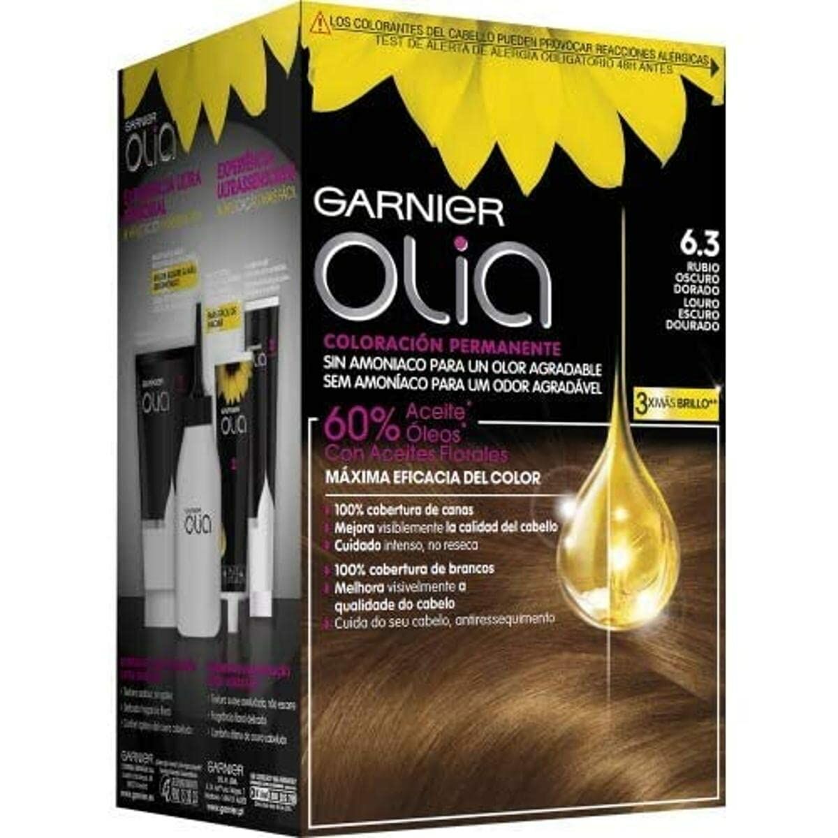 Dye No Ammonia Garnier Olia Dark Golden Blonde Nº 6.3-rubio oscuro dorado Nº 6,3 Rubio Oscuro Dorado Lote (1 Unit)-2