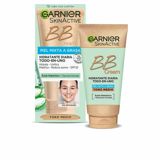 Hydrating Cream with Colour Garnier Skinactive Bb Cream Medium Spf 25 50 ml Combination Skin Oily skin-0
