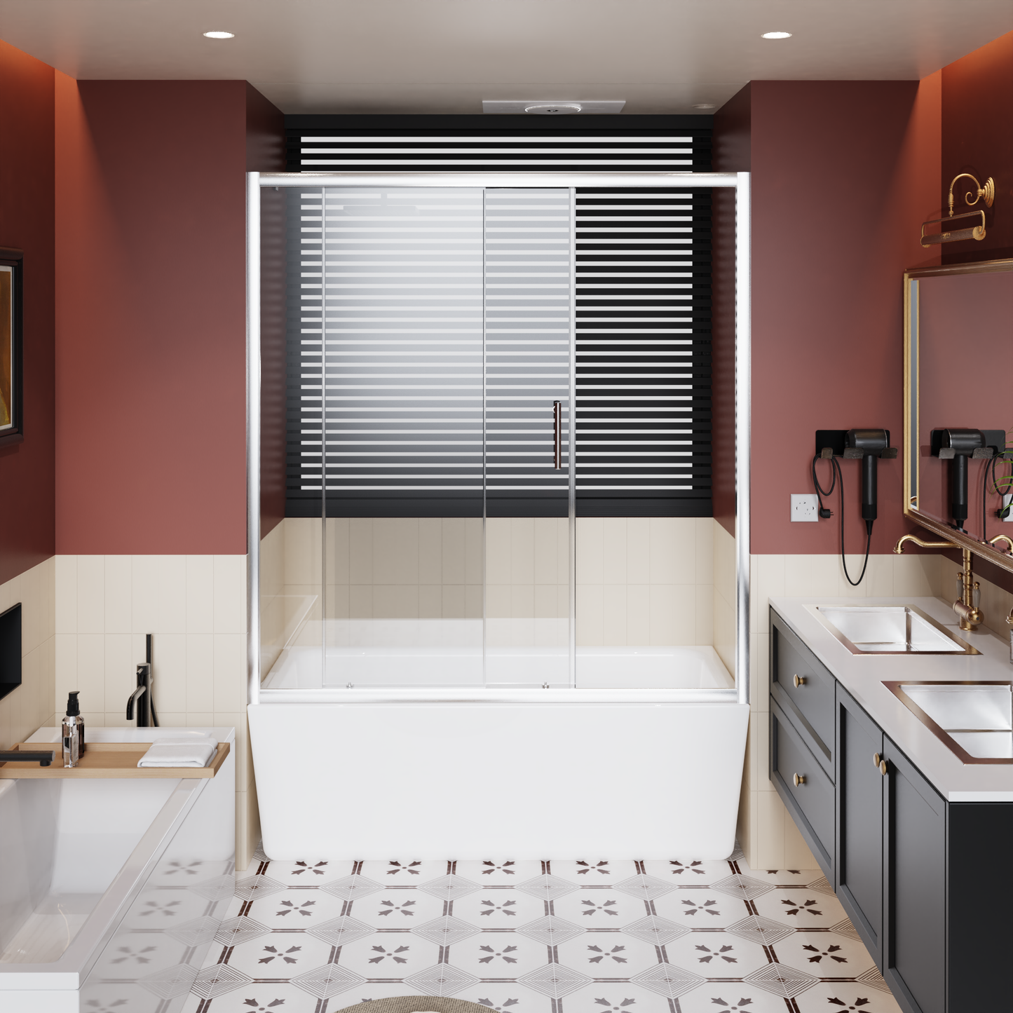 60" W x 62" H Single Sliding Shower Door for Bathtub