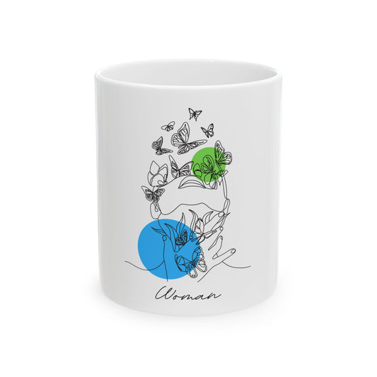 Woman Chic Botanical Woman Mug | Unique Gift for Her, Inspirational Coffee Mug, Nature Lover's Cup, Home Decor, Artful Drinks