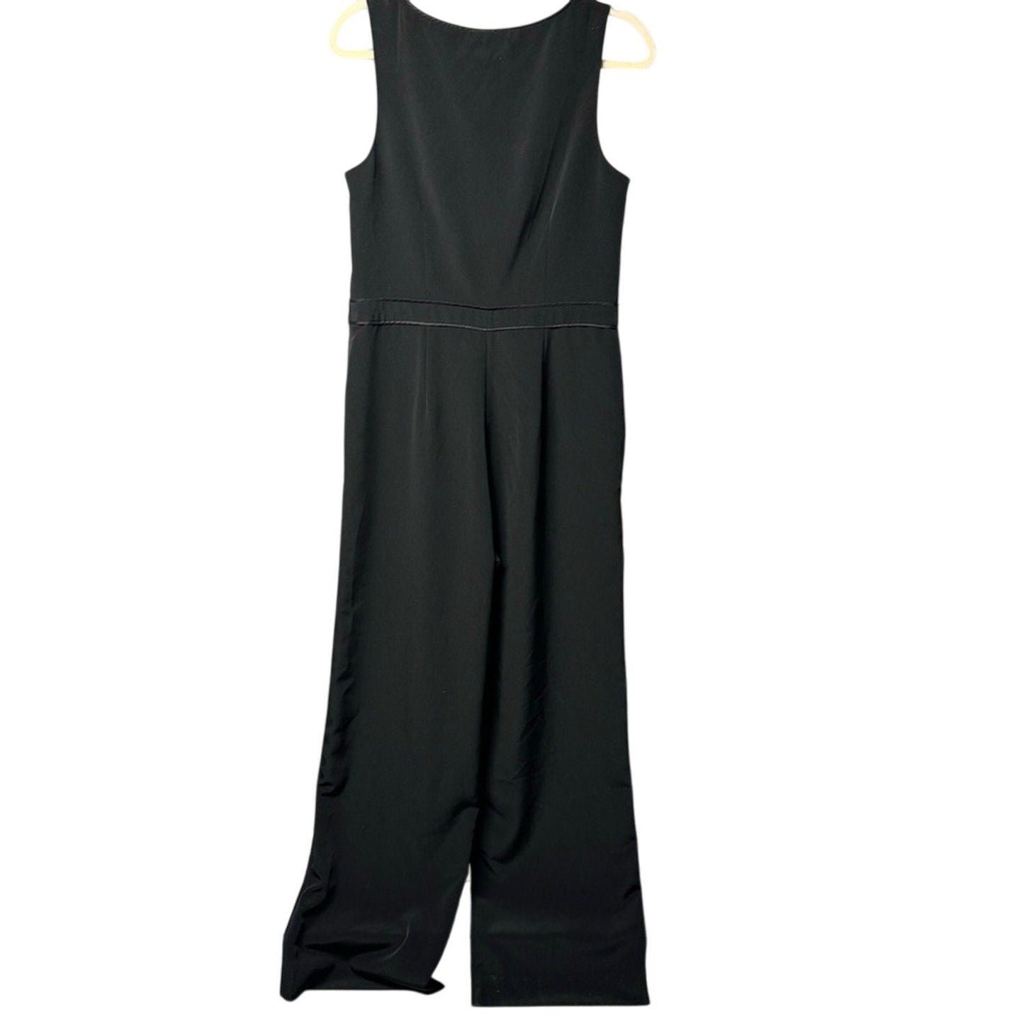 New The Limited Womens Size 8 Black 100% Polyester Sleeveless Front Zip Jumpsuit