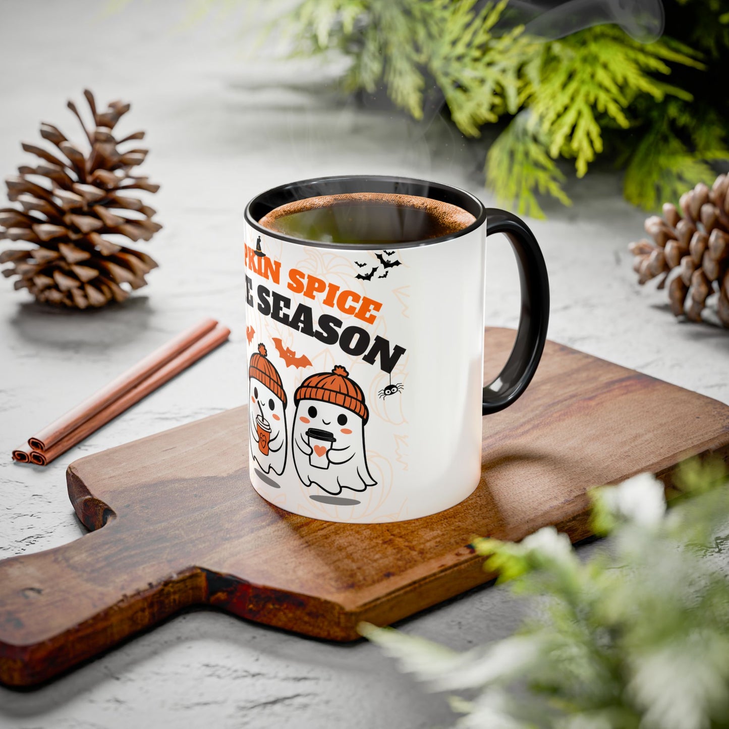 Colorful Pumpkin Spice Ghost Mugs | Cute Fall Coffee Cups, Halloween Gift, Seasonal Drinkware, Cozy Vibe, Latte Lovers