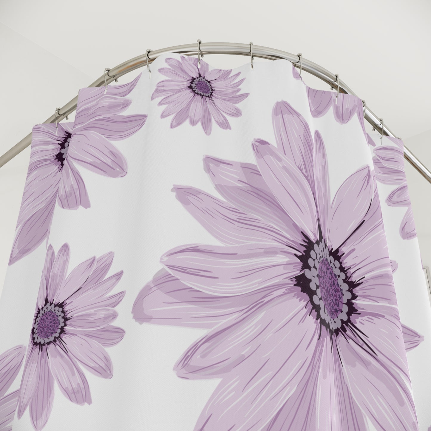 Elegant Floral Shower Curtain, Purple Flower Bathroom Decor, Modern Home Accessory, Gift for Her, Spring Inspirations