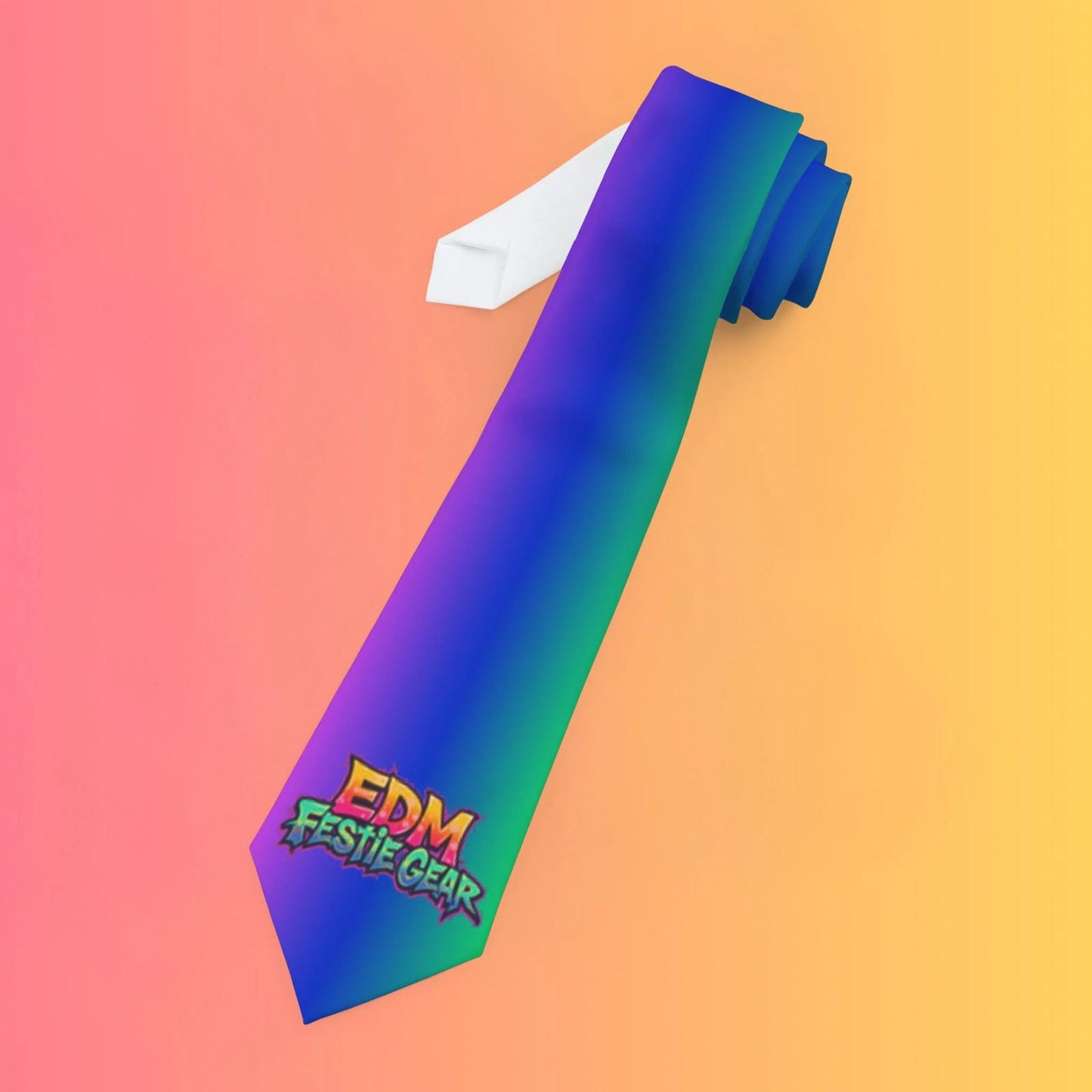 EDM Festie Gear Gradient Rainbow Necktie – Vibrant Tie for Raves and Festivals