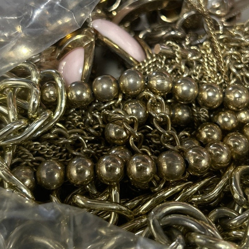 10 Piece Vintage Gold Toned Chain Link Beaded Necklace Bracelet Jewelry Lot