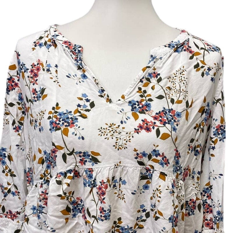 Motherhood Maternity Large 100% Rayon 3/4 Sleeve Flowy Floral Lightweight Blouse
