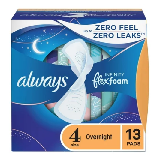Always Infinity FlexFoam Size 4 Overnight Wings (13 Pads)