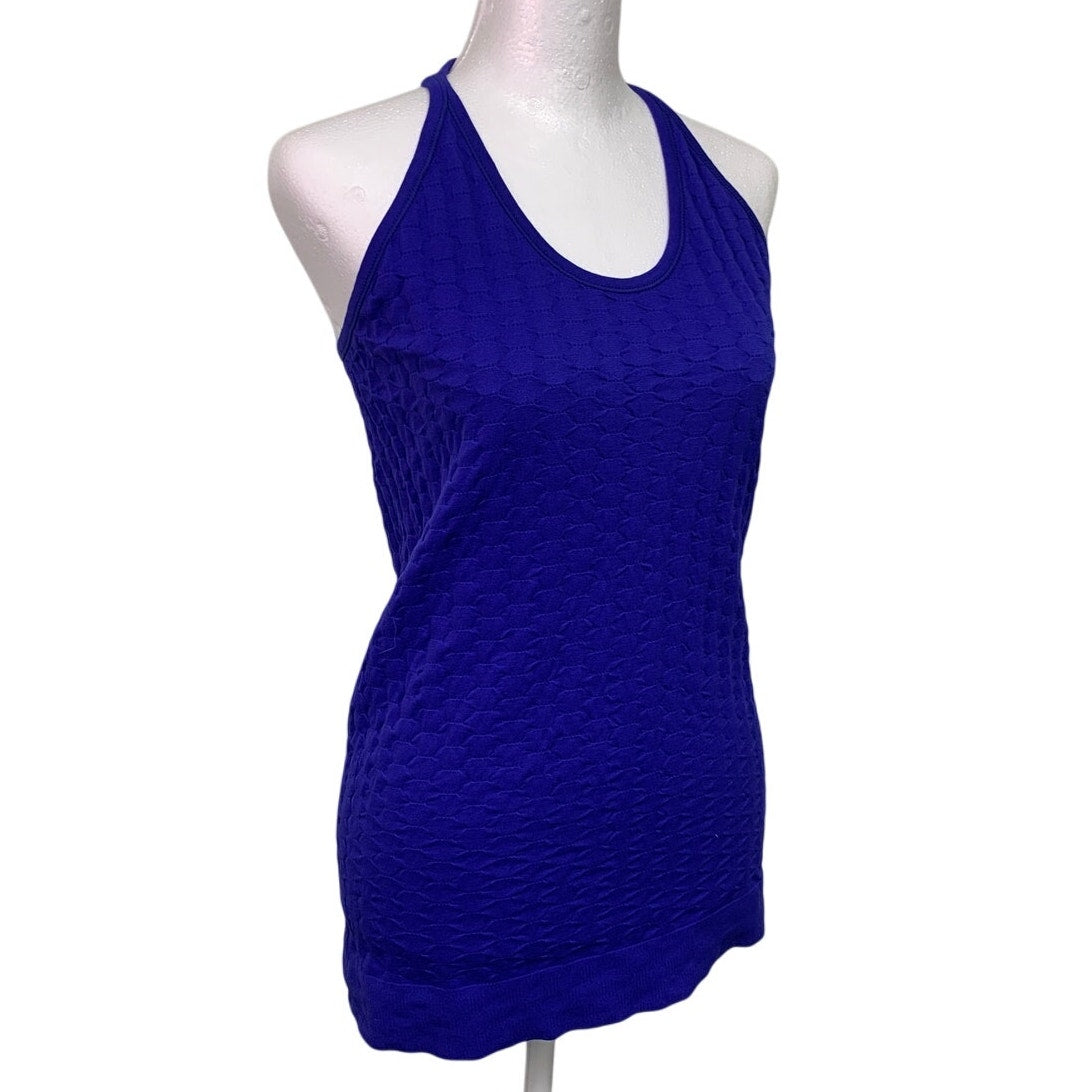 Athleta Womens Large Royal Blue Sleeveless Racer Back Textured Athletic Tank Top