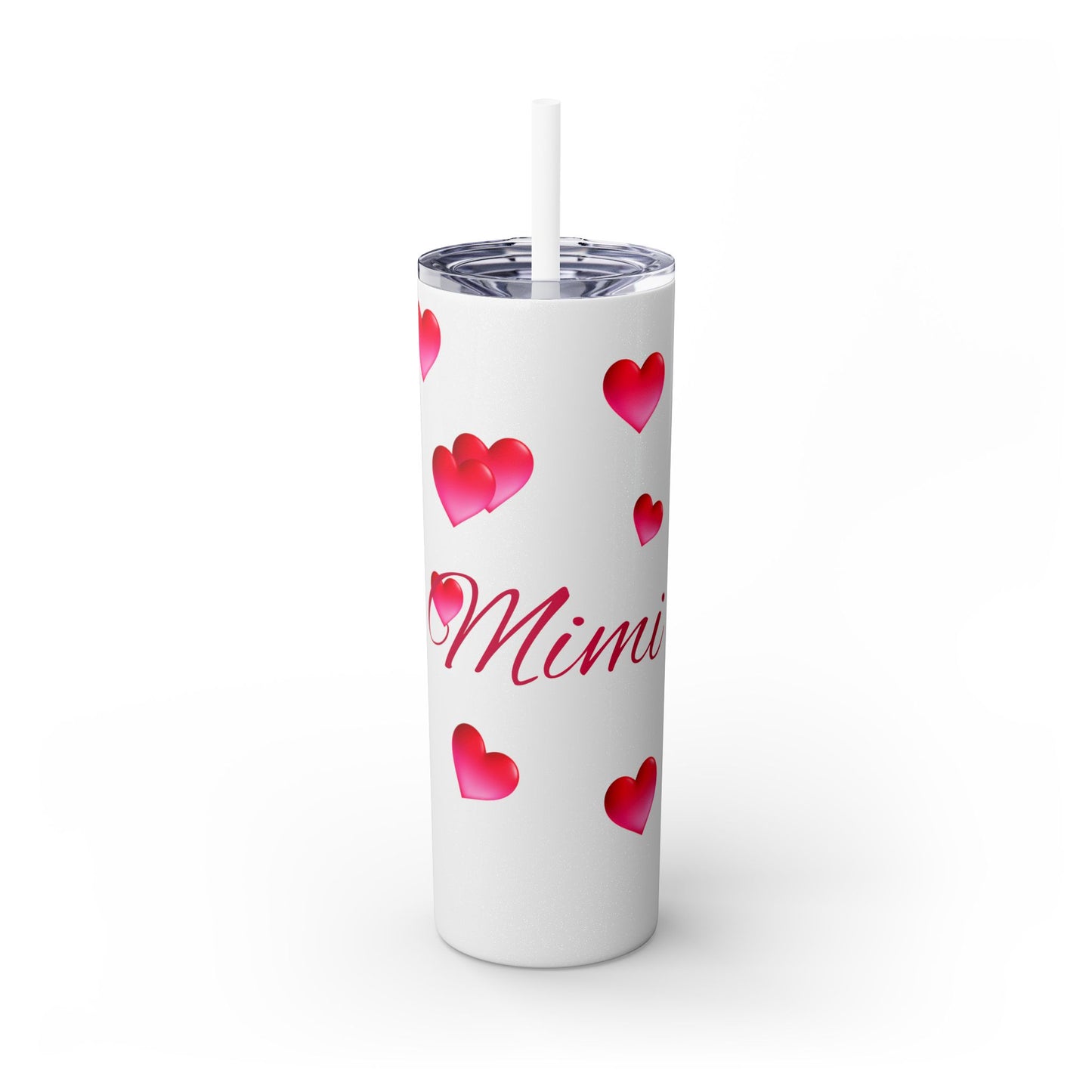 Gepasmaakte Glitter 20oz Dun Tumbler met Pienk Hartpatroon — [Jou Naam Hier]