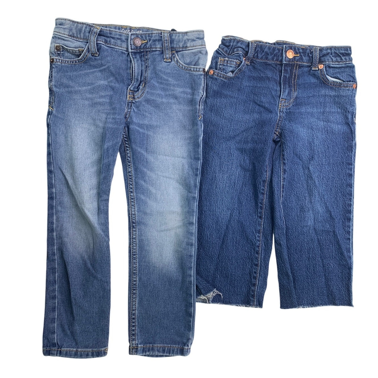 2 Cat & Jack Girls Size 5 Skinny Wide Leg Stretch Adjustable Waist Denim Jeans