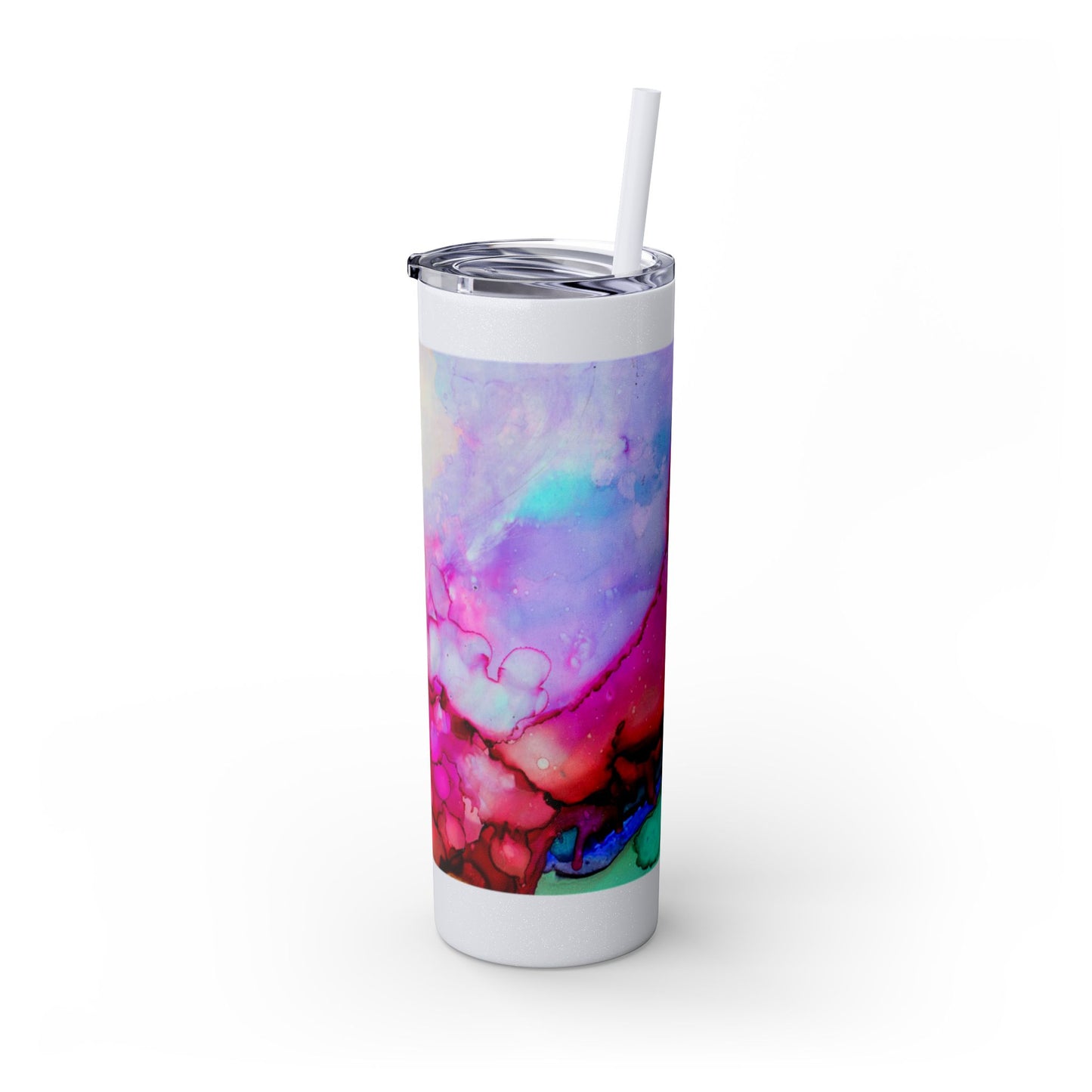 Beautiful Watercolor Splatter Skinny Tumbler with Straw - 20oz, Vibrant Colorful Drinkware for Every Occasion, Perfect Gift for Friends, Reusable Travel Mug, Water [...]