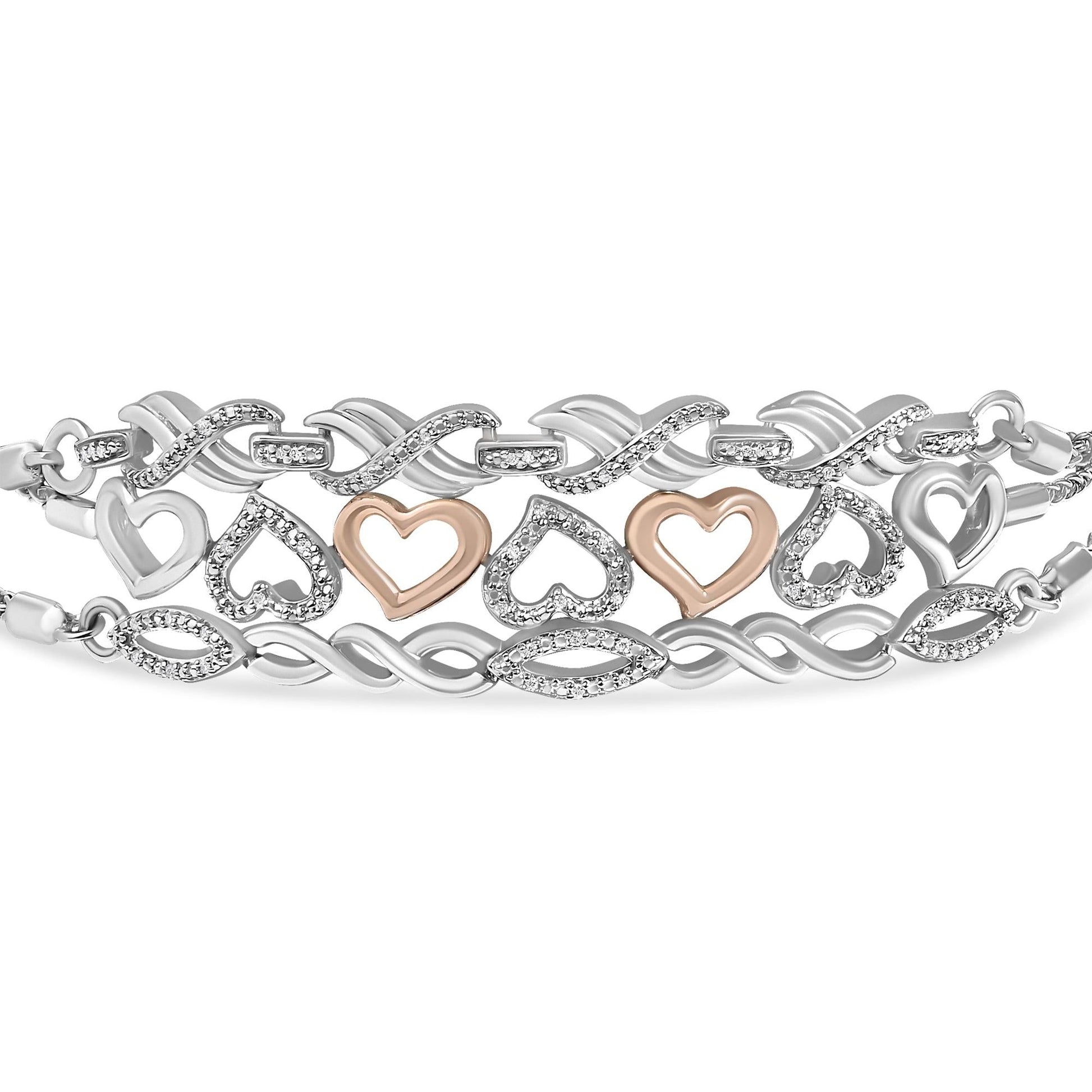 Sterling Silver Diamond Accent 3 Piece Adjustable Bolo Bracelet Set-0