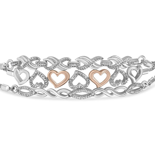 Sterling Silver Diamond Accent 3 Piece Adjustable Bolo Bracelet Set-0