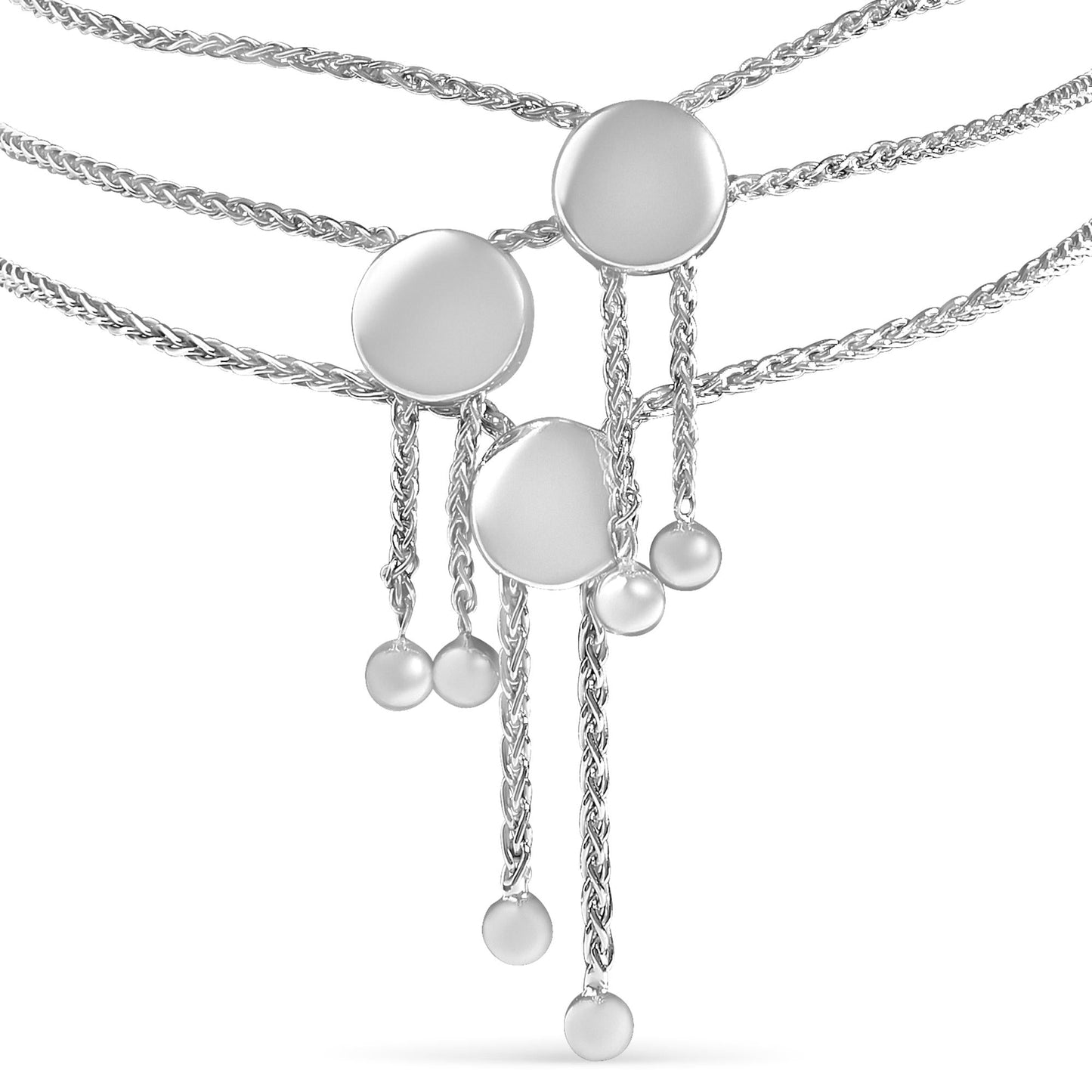 Sterling Silver Diamond Accent 3 Piece Adjustable Bolo Bracelet Set-1