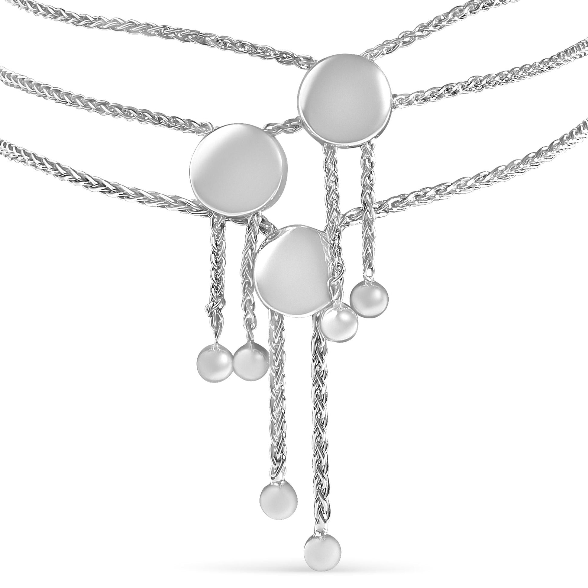 Sterling Silver Diamond Accent 3 Piece Adjustable Bolo Bracelet Set-1