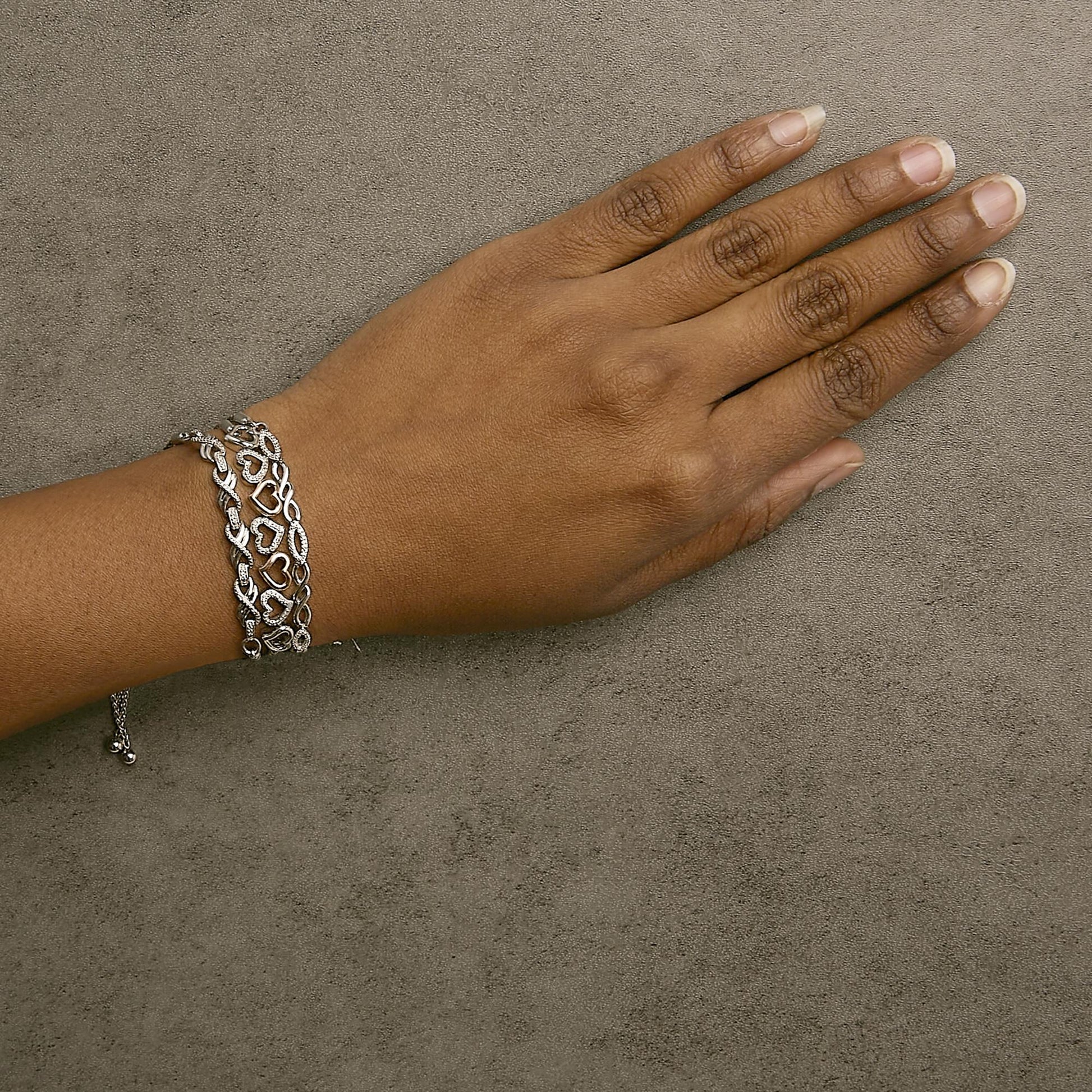 Sterling Silver Diamond Accent 3 Piece Adjustable Bolo Bracelet Set-2