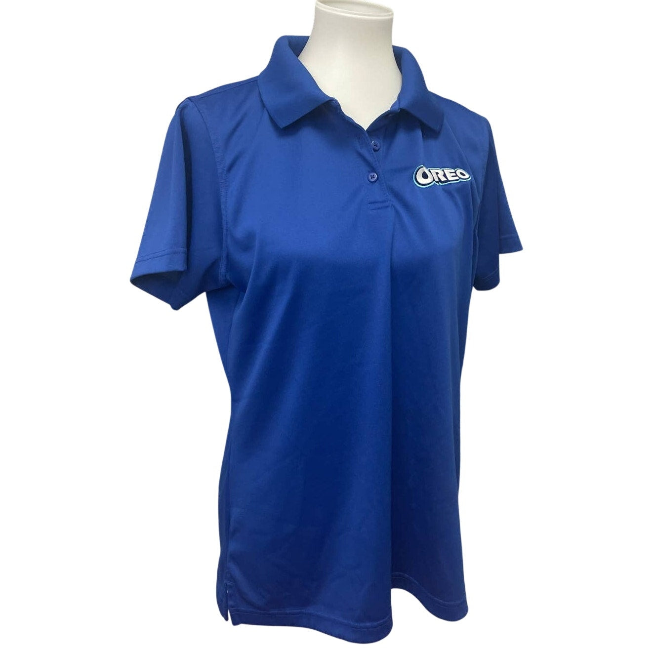 CornerStone Womens Large Blue OREO Short Sleeve Collared Polyester Polo Shirt
