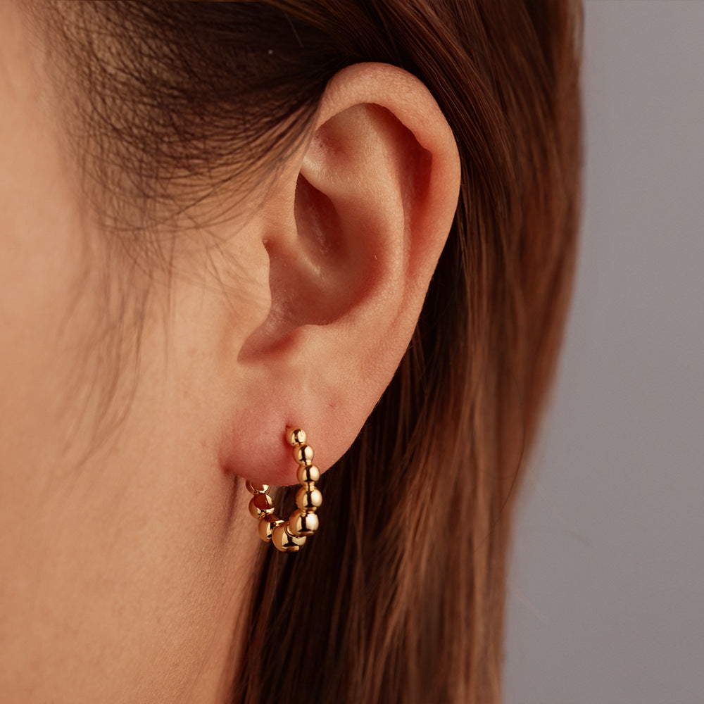 Womens Simple Stainless Steel Hoop Earrings