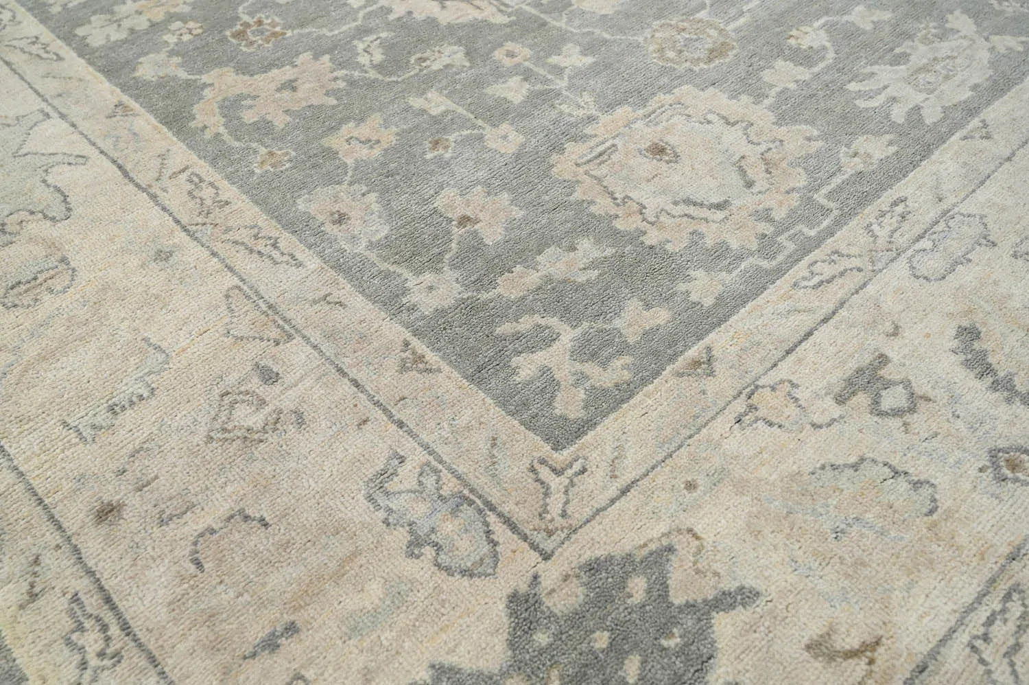 Multi Size Traditional Gray Wool Hand Knotted Turkish Oushak Oriental Rug-4