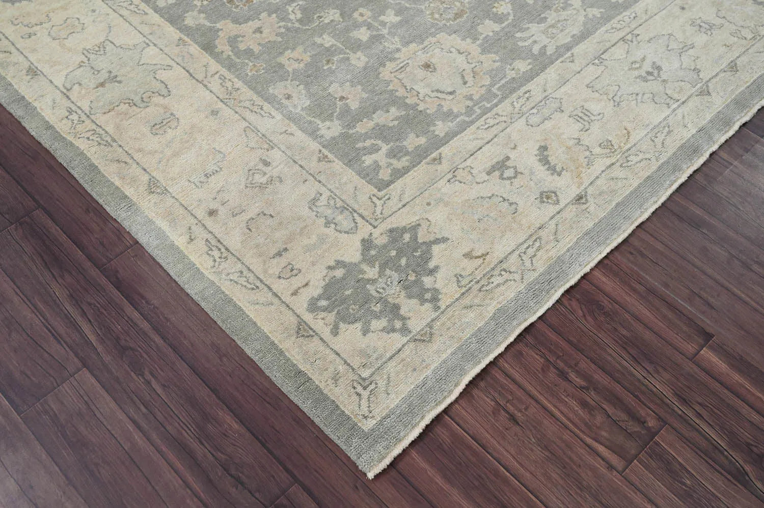 Multi Size Traditional Gray Wool Hand Knotted Turkish Oushak Oriental Rug-3