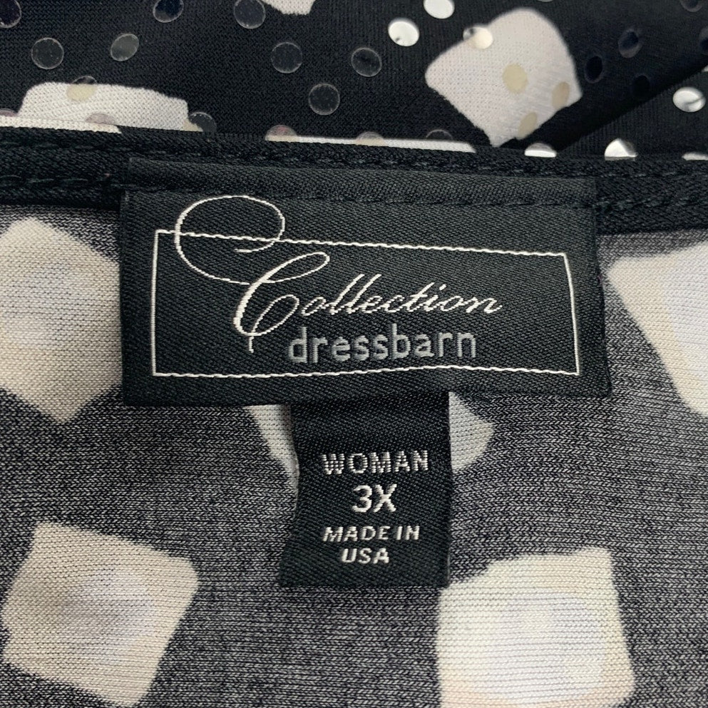 Dress Barn Collection Womens 3X Short Sleeve Polka Dot Drapey Sequin Blouse Top
