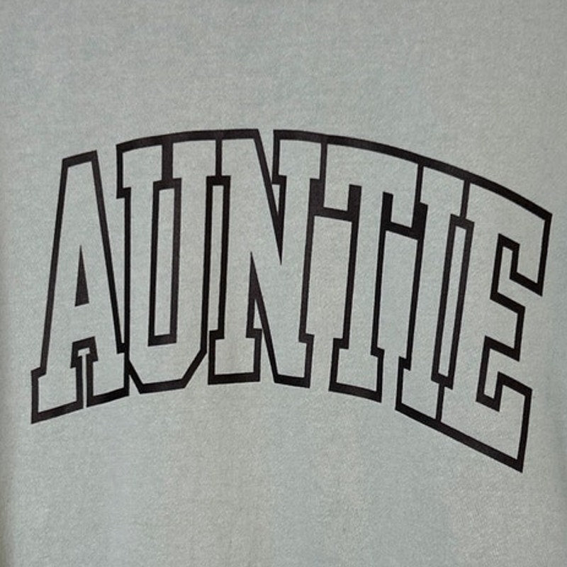 Upcycled Hand Printed Womens Large Auntie Long Sleeve Crew Neck Sweatshirt