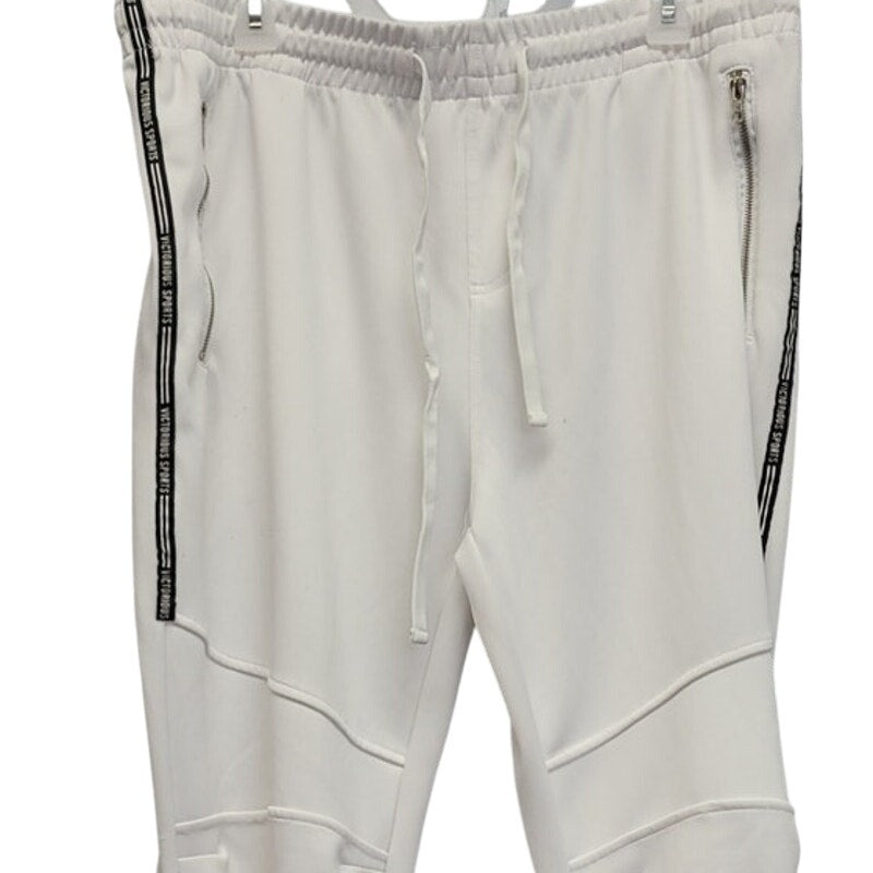 G Style Mens 3XL White PolySpandex Drawstring Waist Athletic Jogger Sweatpants