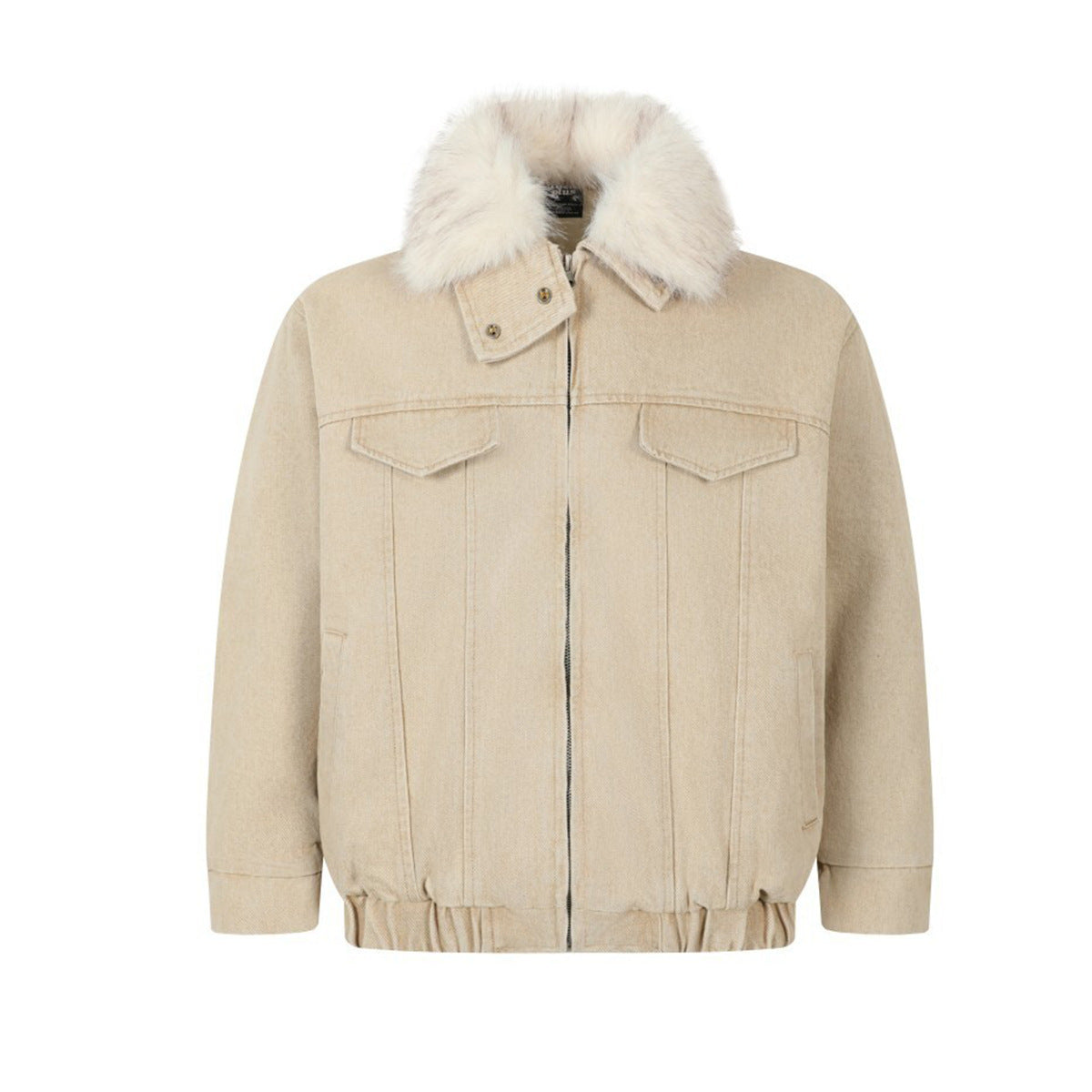 Wool collar denim cotton jacket