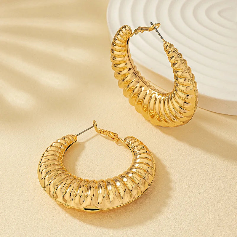 Retro Threaded Metal Earrings For Women Simple Style Holiday  Party Gift Fashion Jewelry Ear Accessories