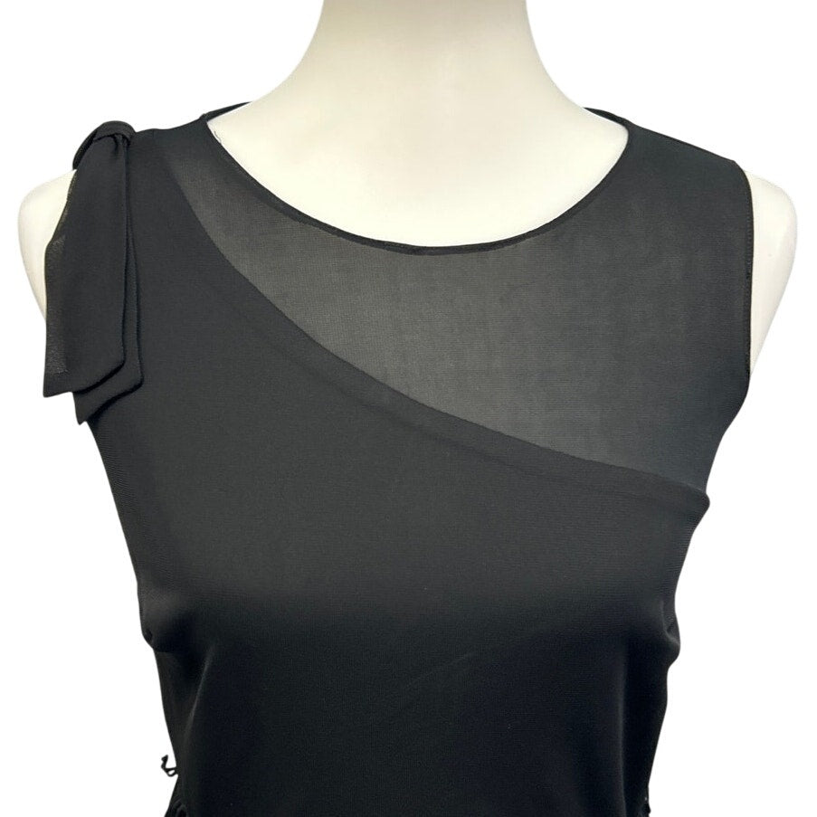 Bice Womens Size 4 Sheer Shoulder Sleeveless Side Zipper LBD Cocktail Dress