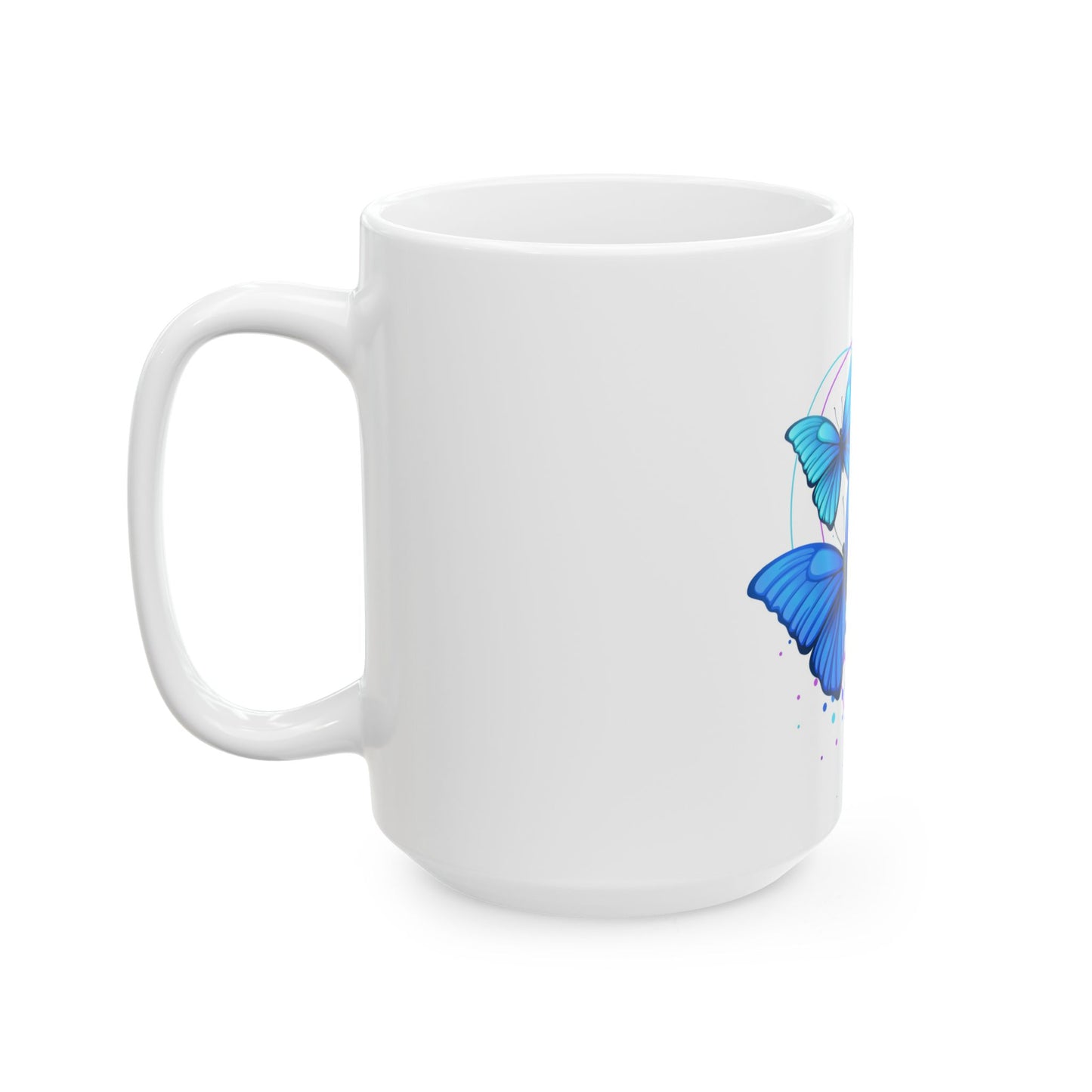 Butterfly Dreams Ceramic Mug, Colorful Butterfly Mug, Blue and Purple Mug, Nature Lover Gift, Spring Decor, Eco-Friendly Coffee Cup