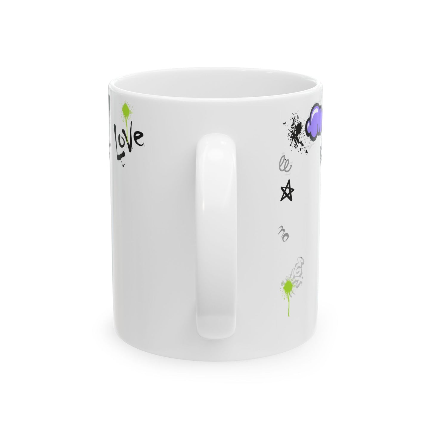 Trendy LOVE Graffiti Ceramic Mug, Unique Gift for Teens, Street Art Coffee Cup, Fun Drinkware for Birthdays, Cool Personalized Cup