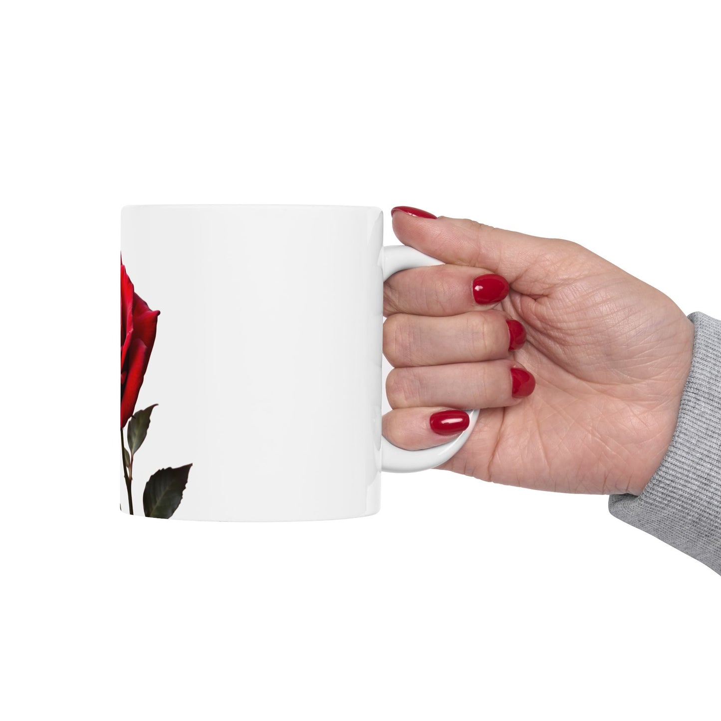 Elegant Red Rose Ceramic Mug - Perfect Gift for Floral Lovers, Coffee or Tea Drinkers, Home Decor, Valentine’s Day, Mother’s Day