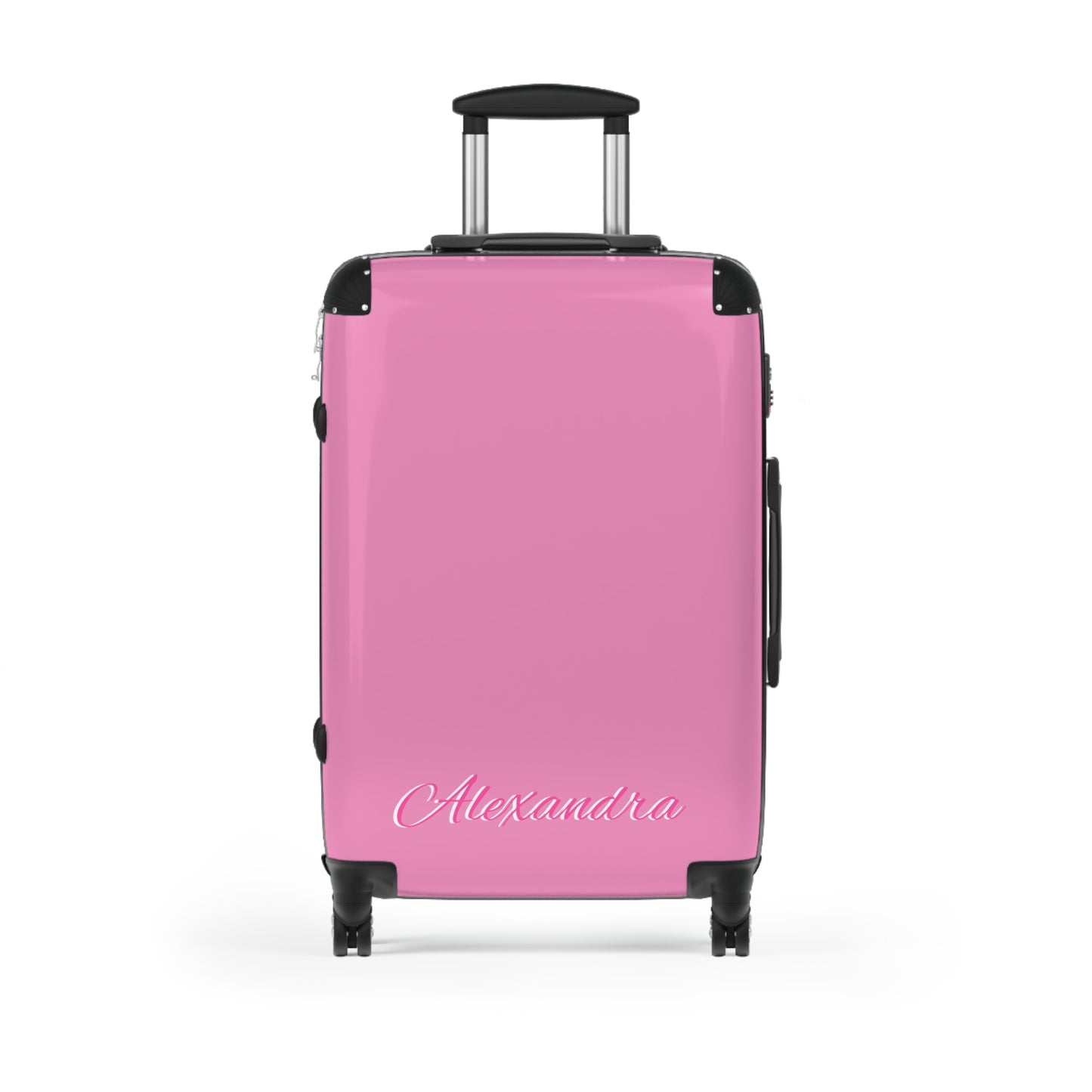 Personalized Name Solid Pink Suitcase, Carry-On Luggage, Hard Shell Spinner