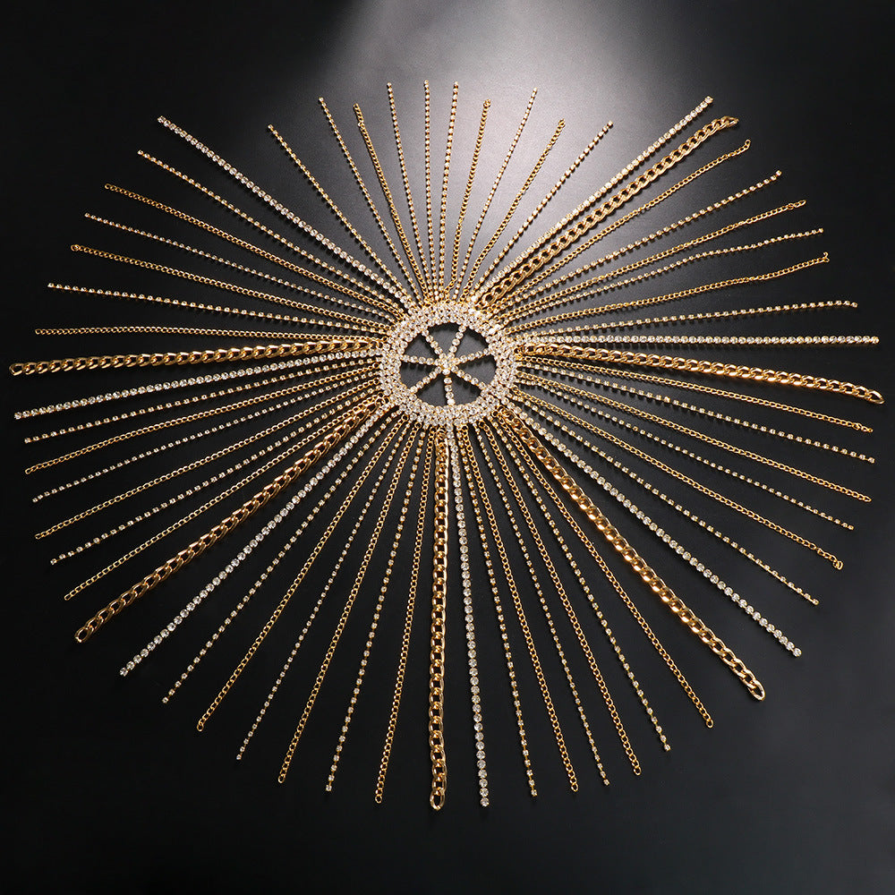 Tassel Hair Chain - Metal Rhinestone Hair Accessory