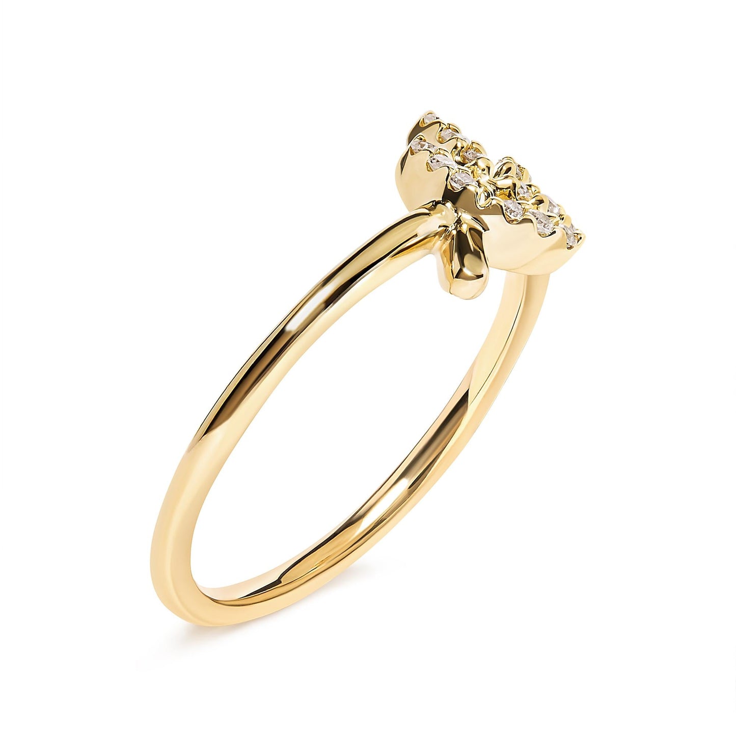 10K Yellow Gold 1/10 Cttw Diamond Leaf and Branch Ring (H-I Color, I1-I2 Clarity)-3