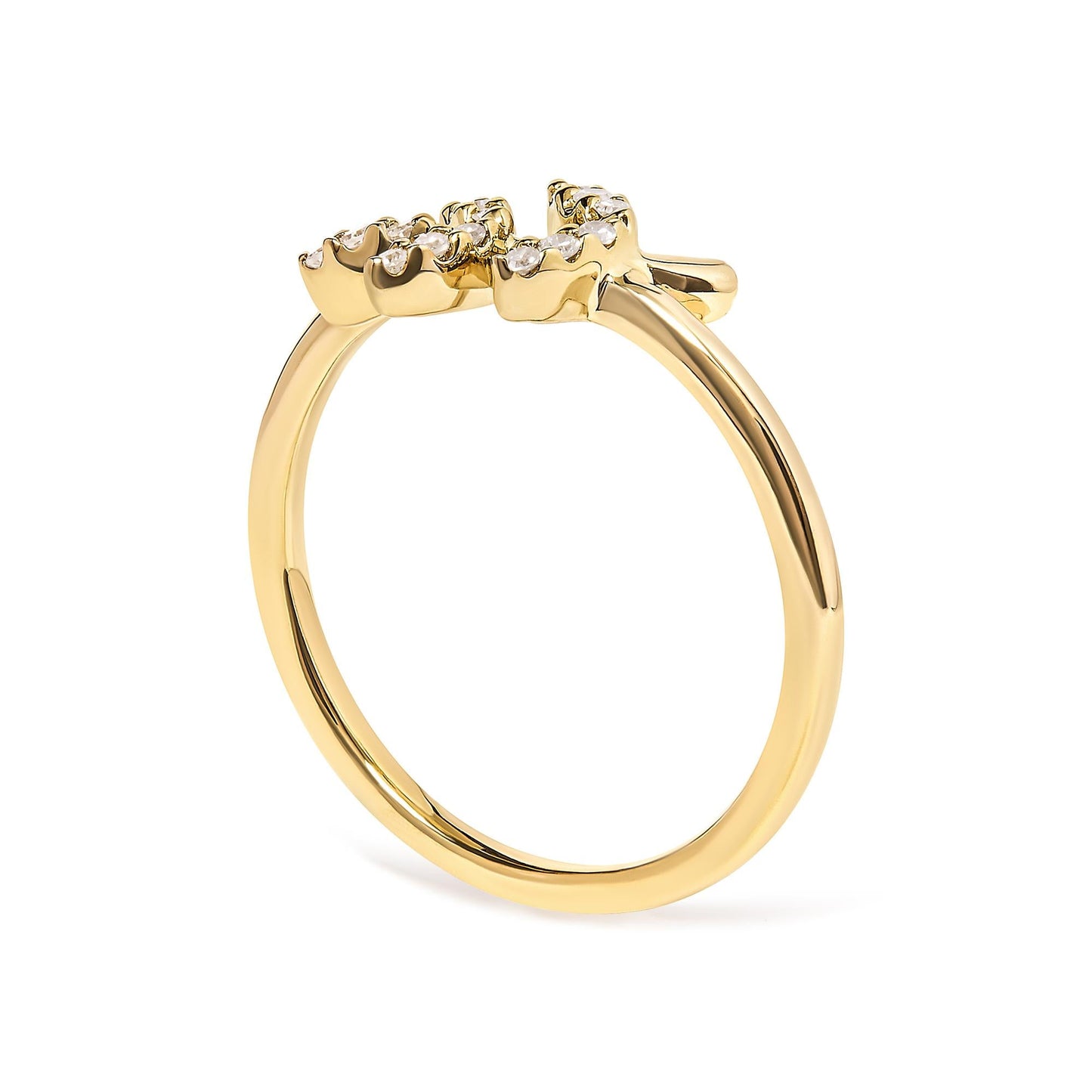 10K Yellow Gold 1/10 Cttw Diamond Leaf and Branch Ring (H-I Color, I1-I2 Clarity)-4