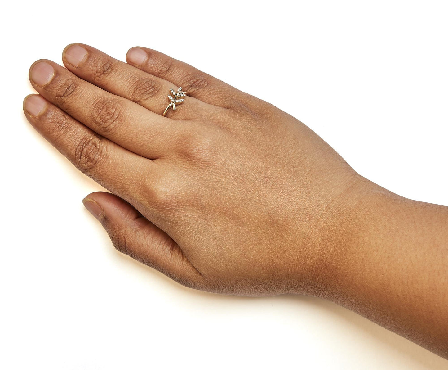 10K Yellow Gold 1/10 Cttw Diamond Leaf and Branch Ring (H-I Color, I1-I2 Clarity)-2