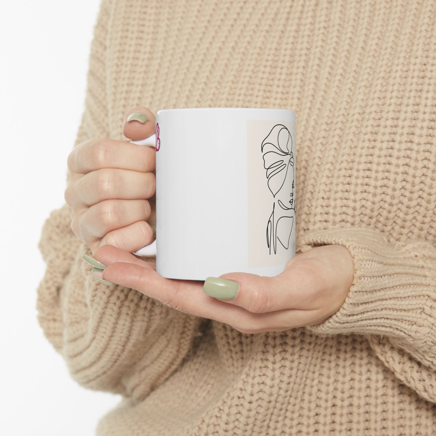 Elegant Butterfly Woman Line Art Ceramic Mug with Butterfly Accents, Perfect Gift for Coffee Lovers, Home Decor, Mother's Day, Self-Care
