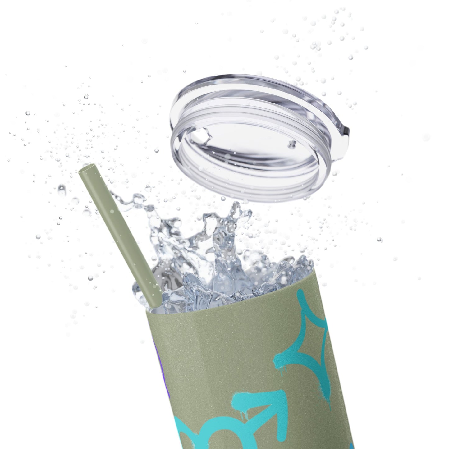 Trendy Skinny Tumbler with Straw, 20oz | Unique Graffiti Style Drinkware for Teens, Gifts, Parties, and Everyday Use