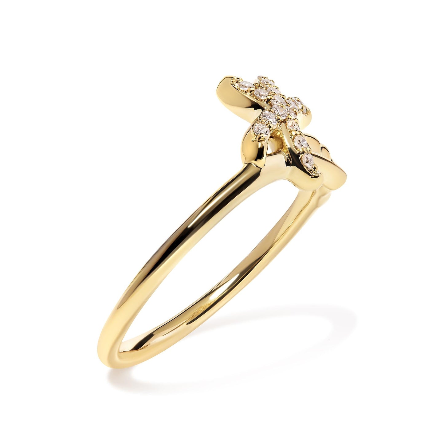 10K Yellow Gold 1/10 Cttw Diamond  Palm Tree Statement Ring (H-I Color, I1-I2 Clarity)-3