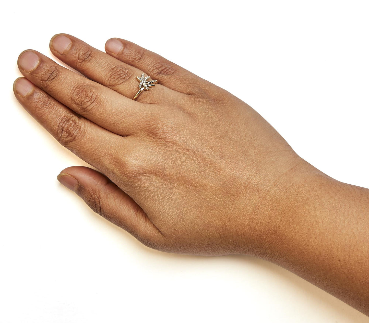 10K Yellow Gold 1/10 Cttw Diamond  Palm Tree Statement Ring (H-I Color, I1-I2 Clarity)-2