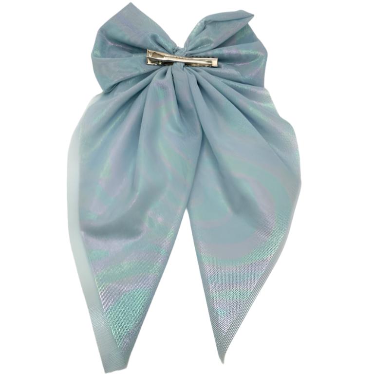 Iridescent Blue Long Tail Bow