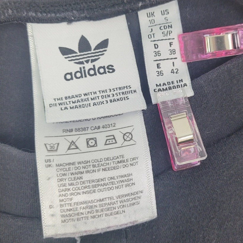 Adidas Womens Small Cotton Spandex Side Striped Athletic Leggings