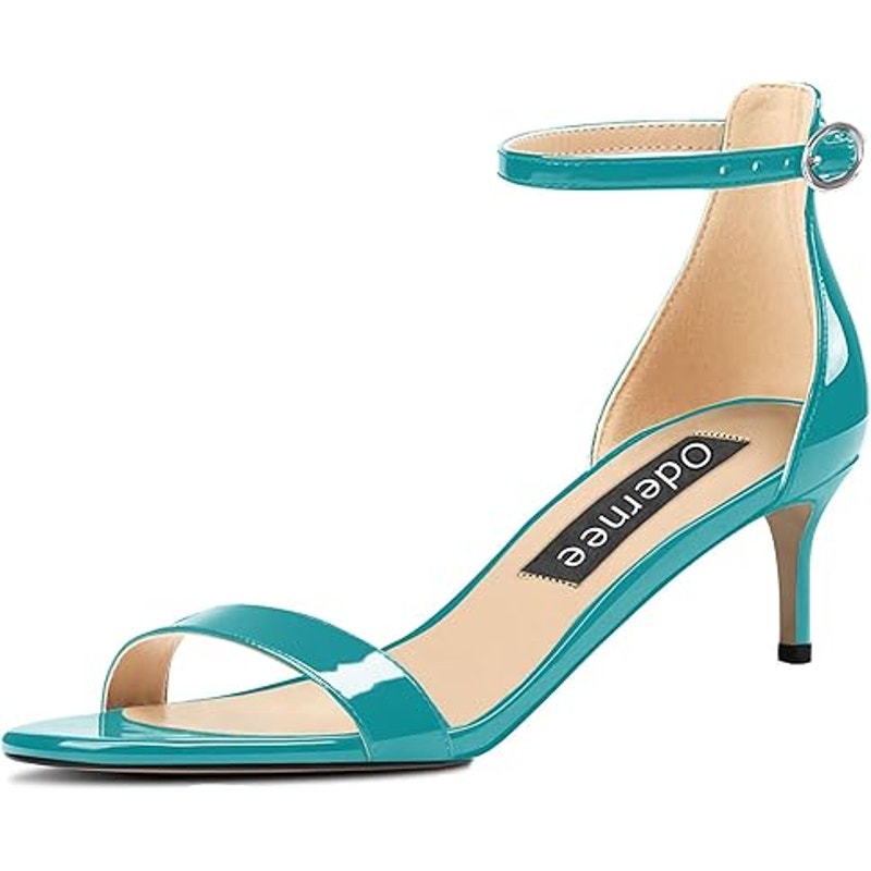 Odernee Womens Size 6.5 Turquoise Blue 2" Heel Open Toe Ankle Strap Sandal Shoes
