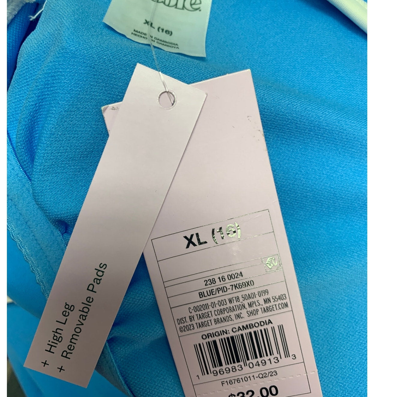 NWT New Wild Fable Womens XL High Leg Removeable Pads One Piece Swim Suit
