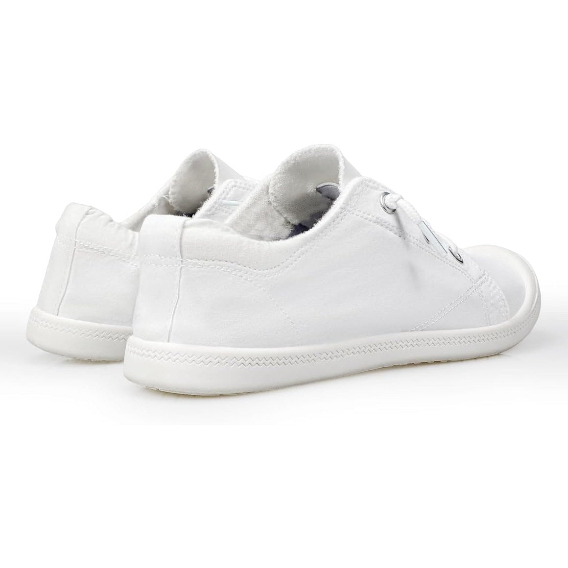 Lxuan Womens Size 6 White Sneakers Round Toe Lace Up Slip On Low Top Shoes