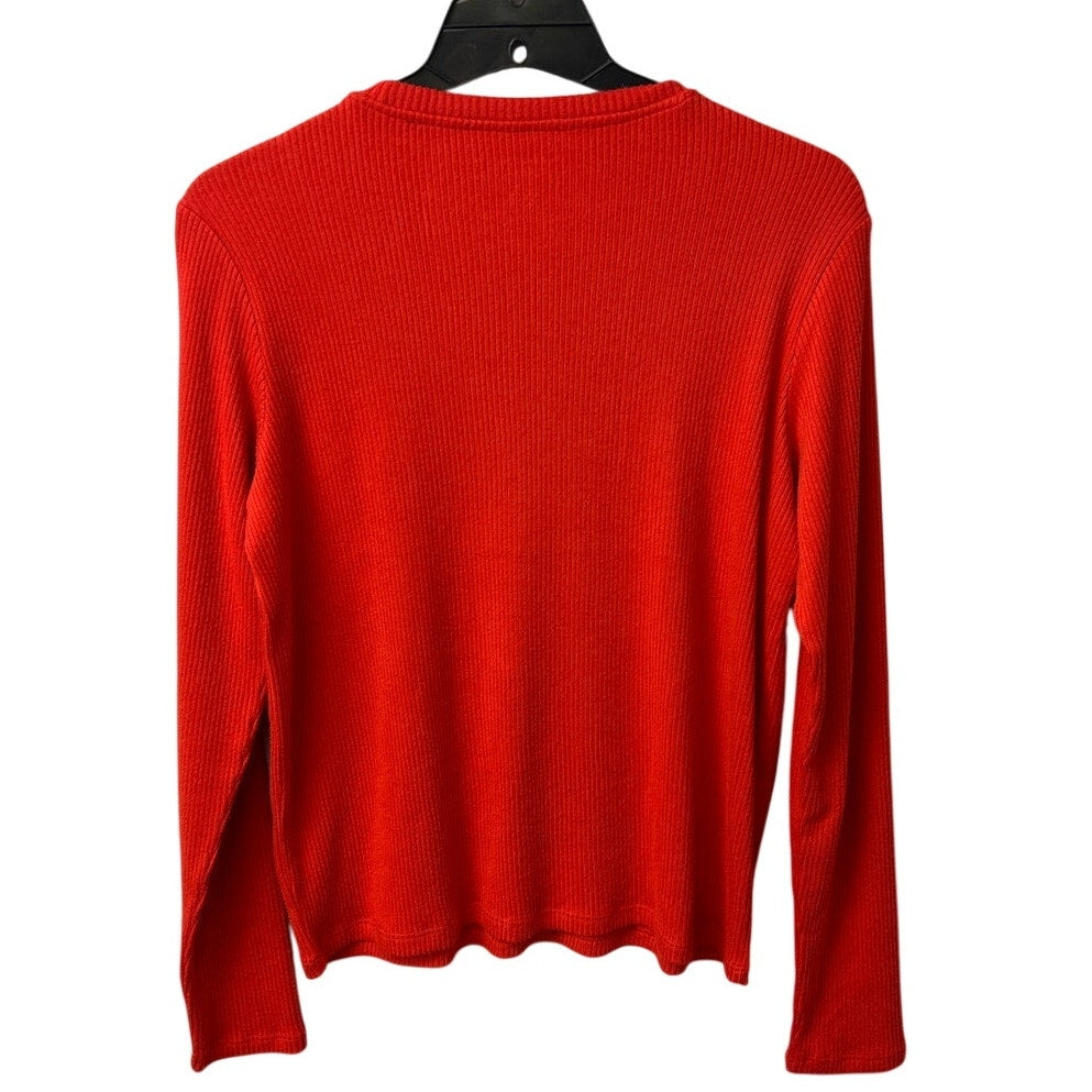 New American Eagle Womens Small Orange Ribbed Long Sleeve Crew Neck Sweater
